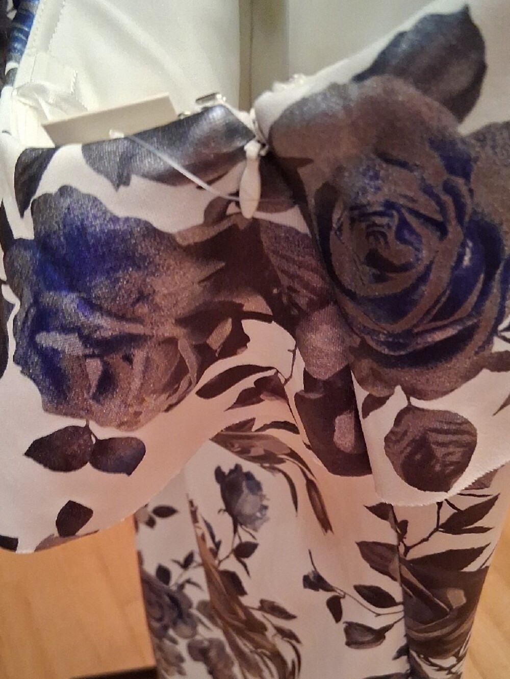 Eliza J White One-Shoulder Dress with Blue Floral Print - Picture 5 of 15